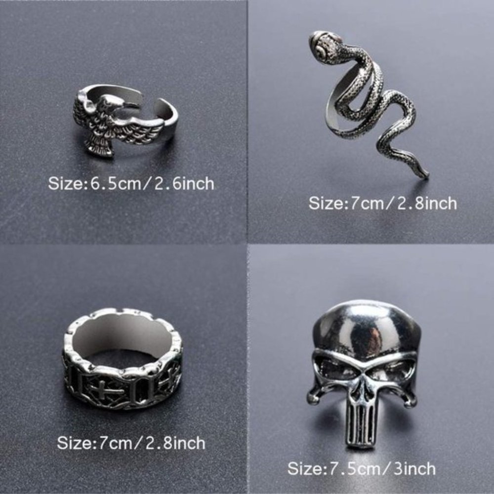 12-Gothic Punk Rings - Picture 4 of 4